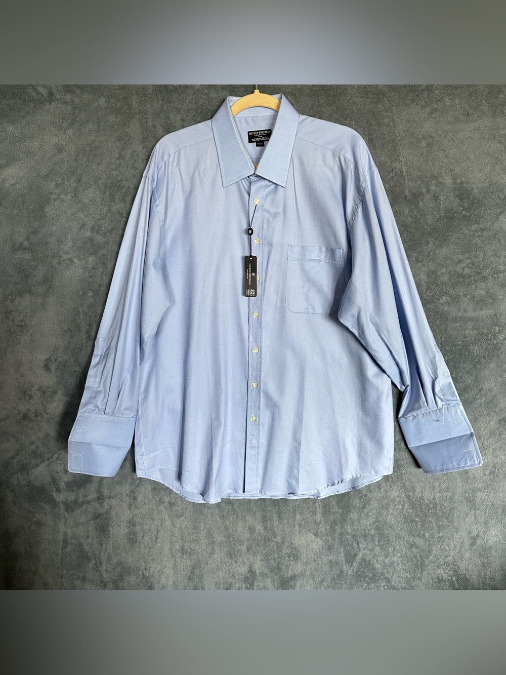 Hickey-Freeman Collection for Nordstrom French Cuff Dress Shirt 17-33 Blue NWT